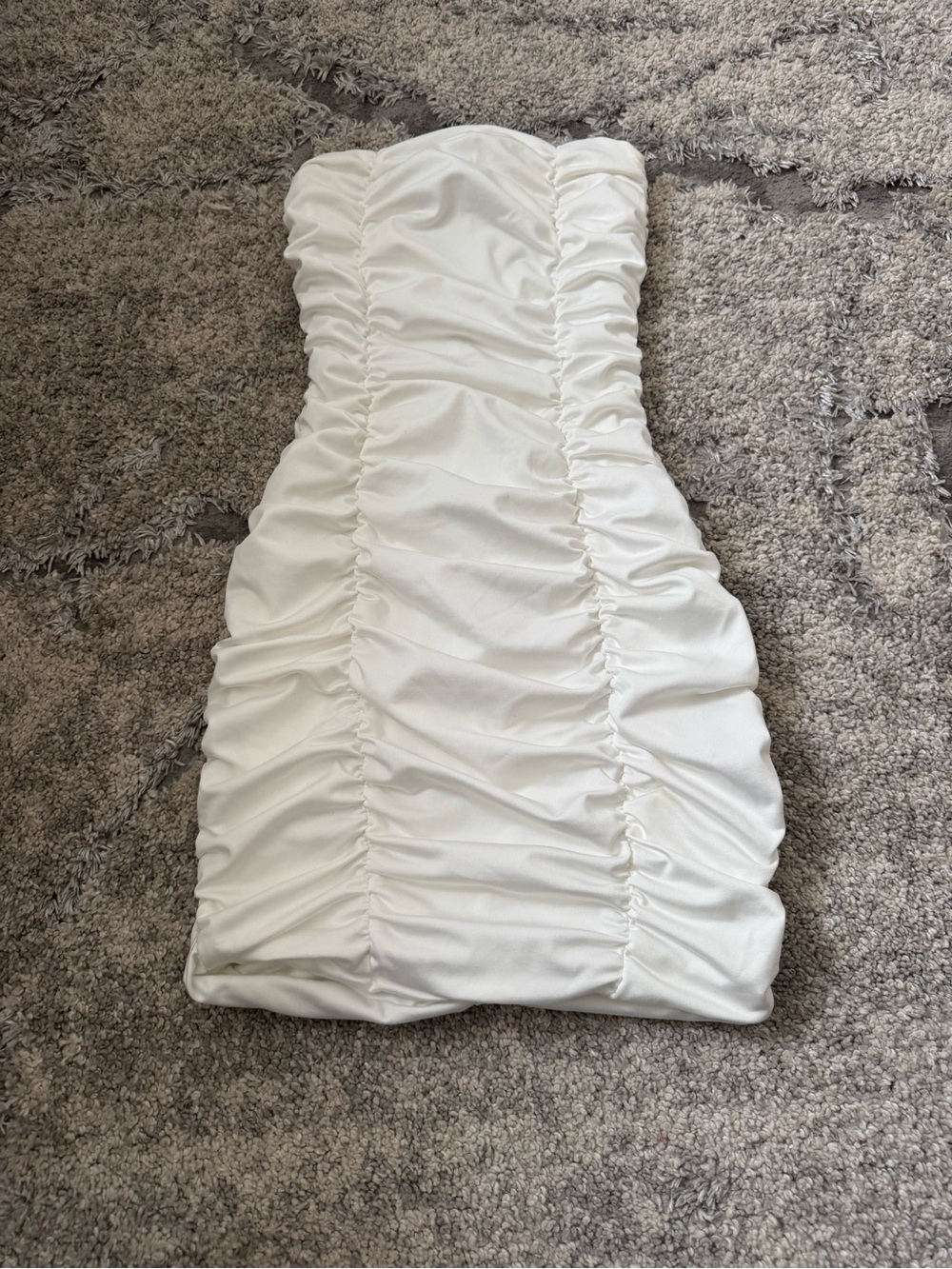 SHEIN White Strapless Ruched Bodycon Dress
